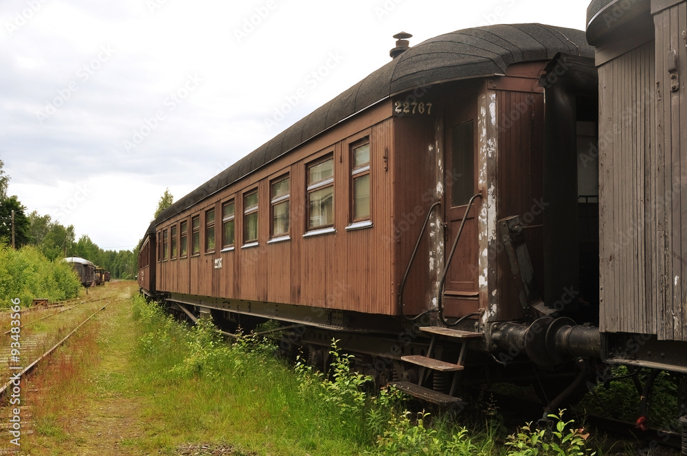 Obraz premium Photo of an old railway car at the station in Porvoo in Finland.