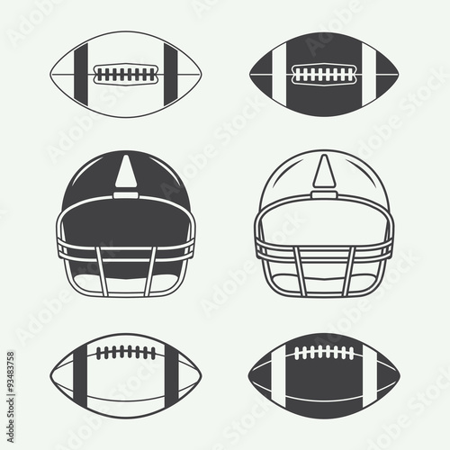 Set of vintage rugby and american football labels, emblems, logo