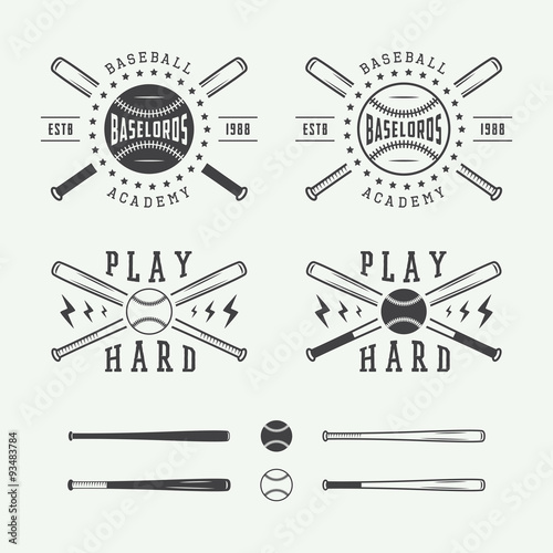 Vintage baseball logos, emblems, badges and design elements.