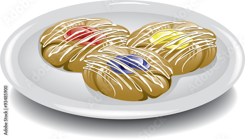 Illustration of assorted breakfast pastries..