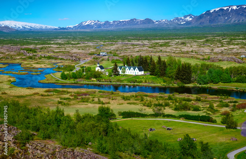 Landscape in the Thingvellir National Park in Iceland photo