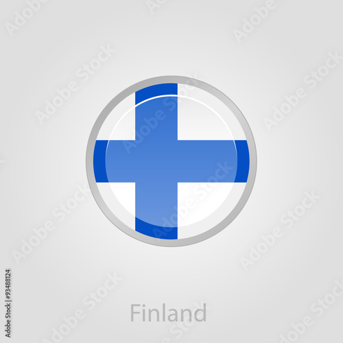 Finland flag button, vector illustration