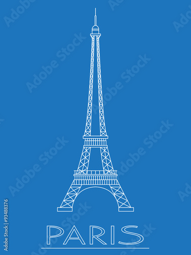 Fototapeta Naklejka Na Ścianę i Meble -  World landmarks. Paris. France. Eiffel tower. Graphic template. Logos and badges. Linear design. Vector illustration