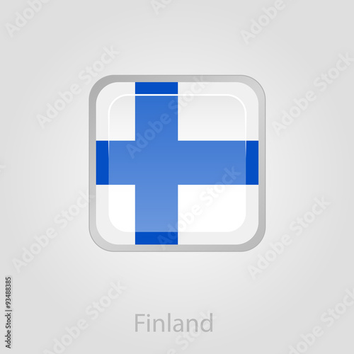 Finland flag button, vector illustration