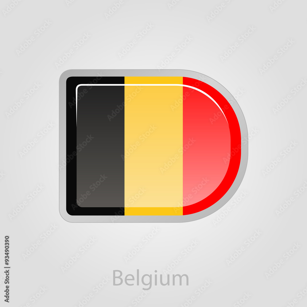 Fototapeta premium Belgium flag button, vector illustration