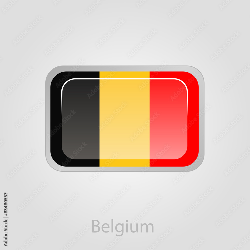 Fototapeta premium Belgium flag button, vector illustration