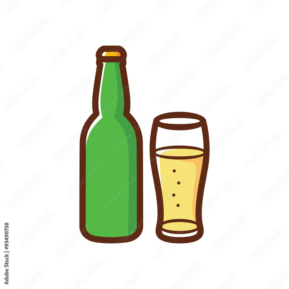 Glass of Beer with the bottle, vector Glass of Beer with the bottle, vector