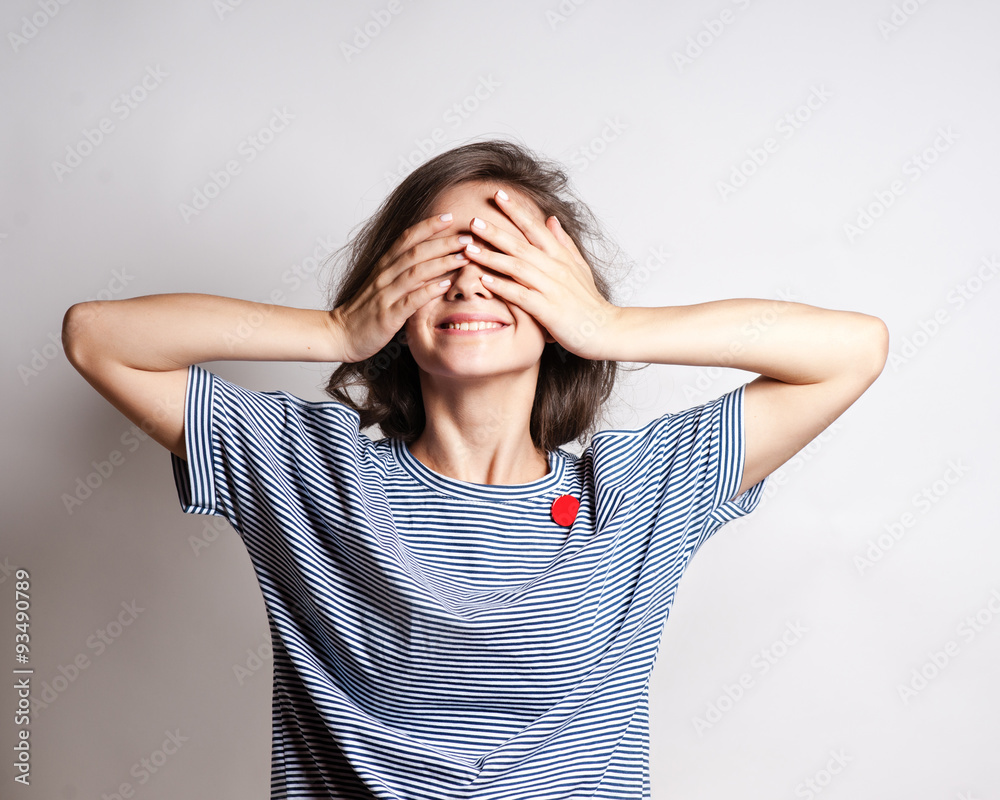 Funny lifestyle portrait of crazy girl closed her eyes,emotional and happy mood, Funny lifestyle portrait of crazy girl closed her eyes,emotional and happy mood,
