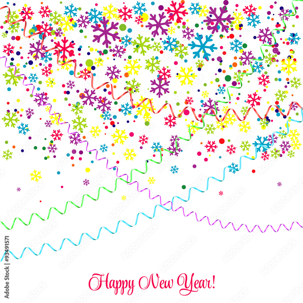 Colorful confetti on white background