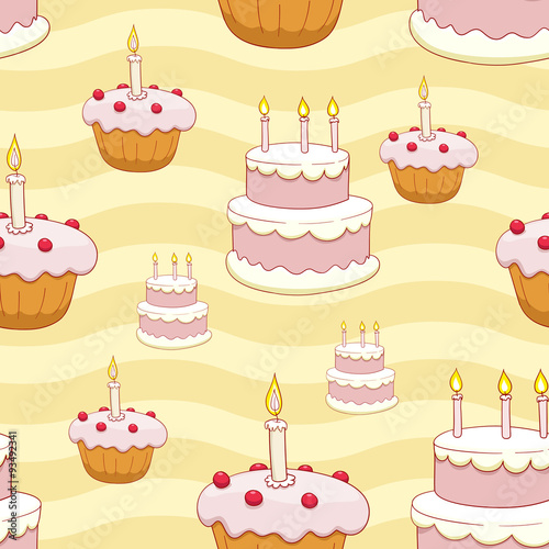 Seamless cakes vector background