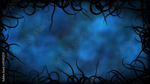 Abstract Black Vines Border Illustration - Blue