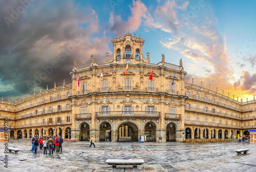 Famous historic Plaza Mayor in Salamanca, Castilla y Leon, Spain photo