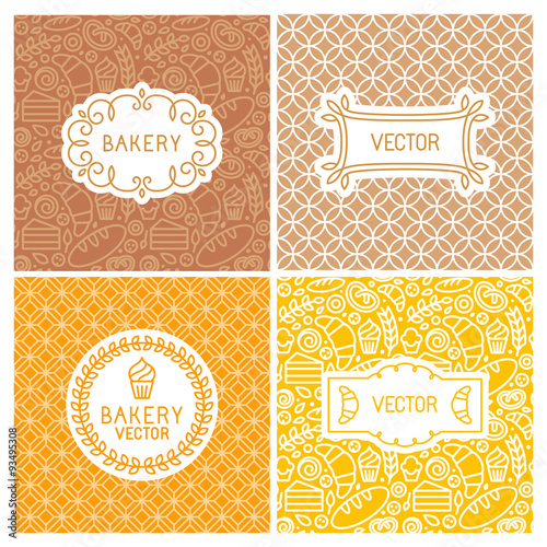 Vector set of seamless backgrounds with frames and labels