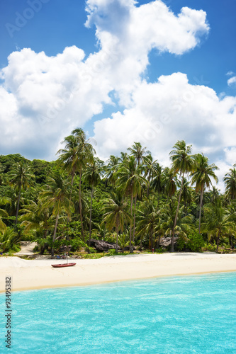 Palm trees in tropical perfect beach at Koh Kood   Thailand