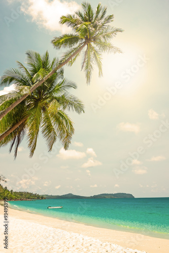 Fototapeta Naklejka Na Ścianę i Meble -  Tropical white sand with palm trees