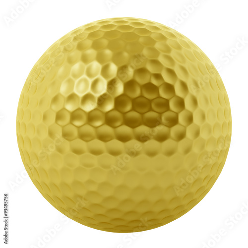 golden golf ball isolated on white background