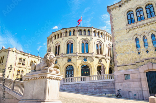 Photography Stortinget, the seat of Norway's parliament.