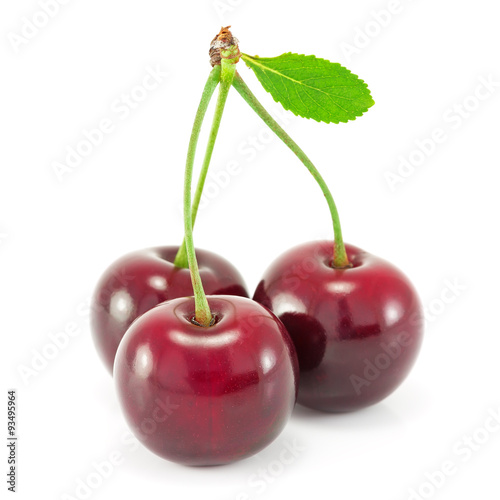 Cherries with leaf