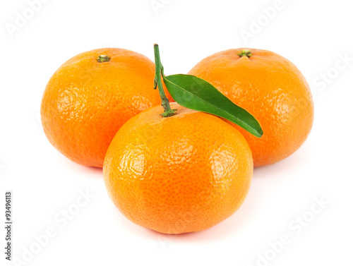 Fresh juicy tangerine on white background