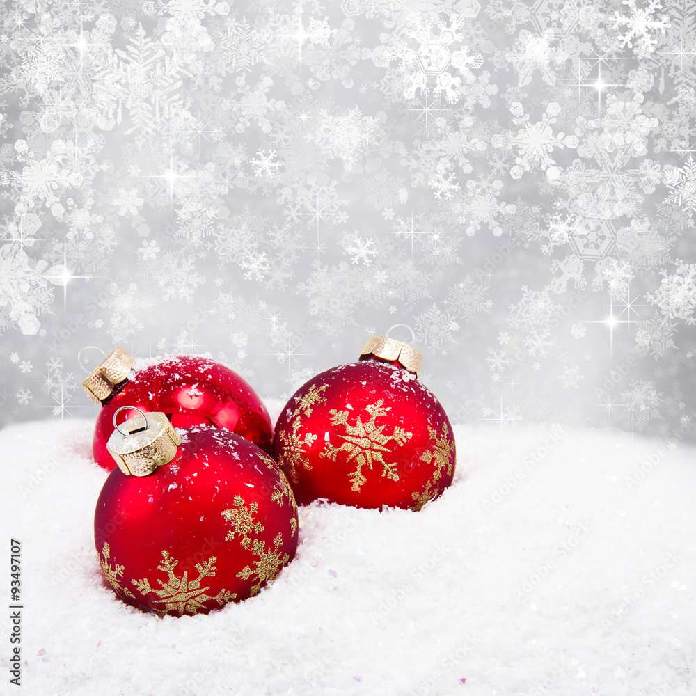 Three red christmas balls Three red christmas balls