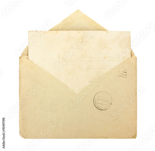 Old envelope with blank card