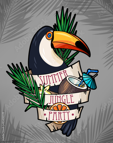Fototapeta Naklejka Na Ścianę i Meble -  Toucan and cocktail