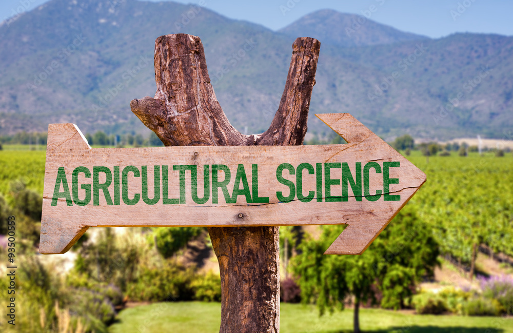 Agricultural Science wooden sign with rural background