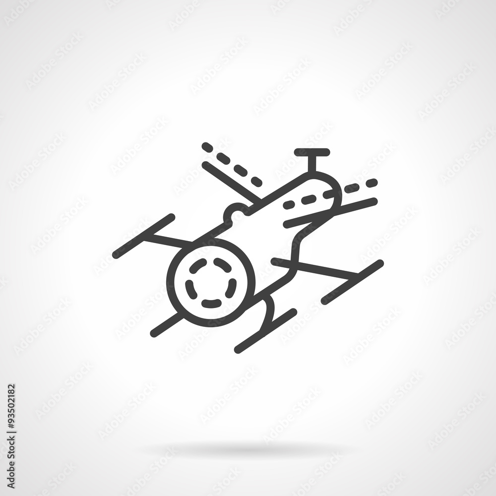 Black line drone vector icon