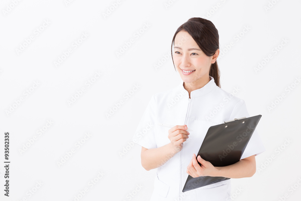 portrait of asian nurse on white background portrait of asian nurse on white background