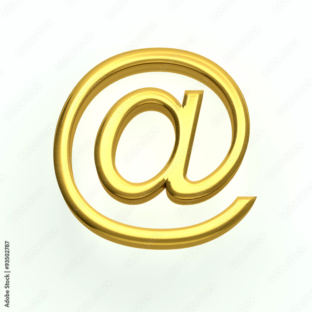 Gold email symbol on a plain white background Gold email symbol on a plain white background