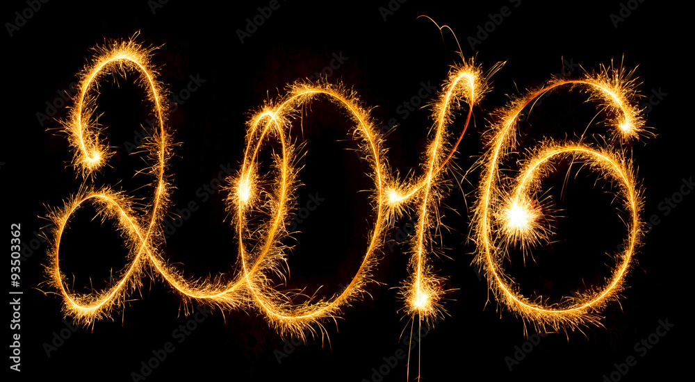 Happy New Year - 2016 with sparklers