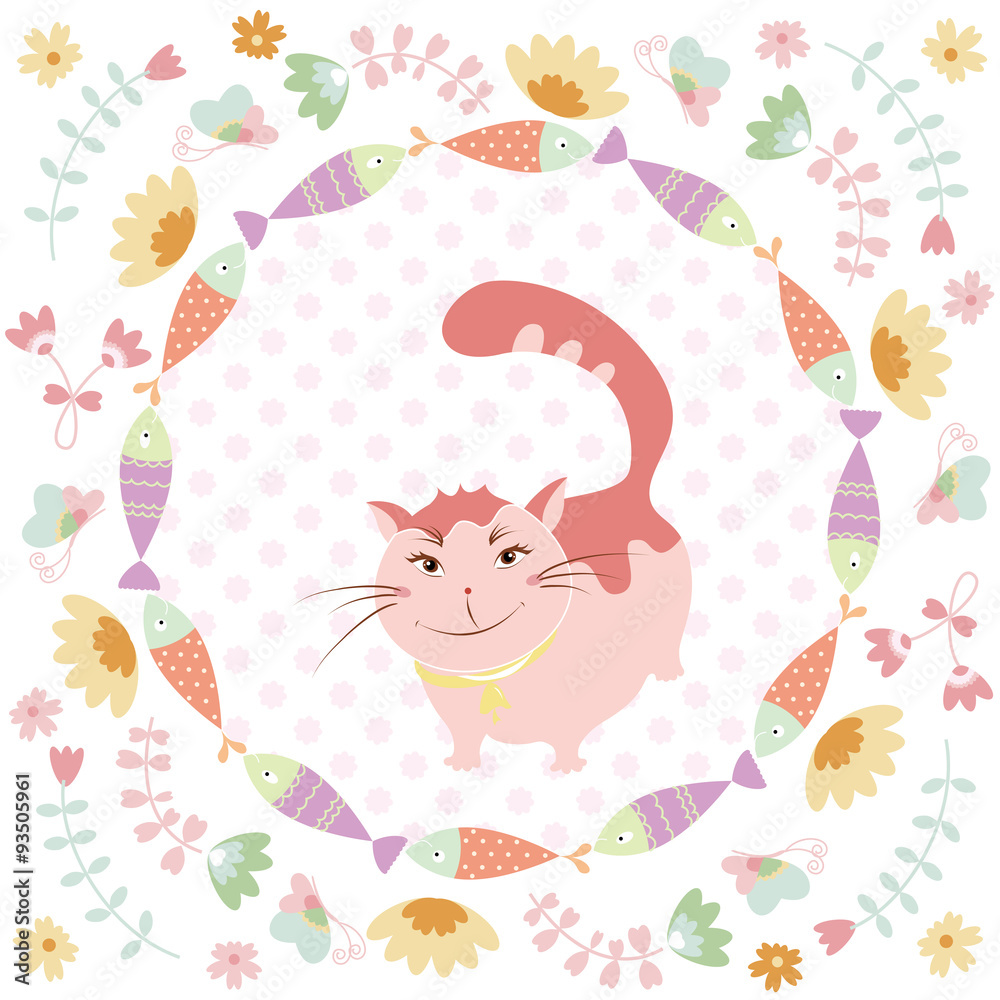 cat and flower card