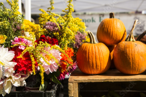 Fototapeta Naklejka Na Ścianę i Meble -  Pumpkins and flowers