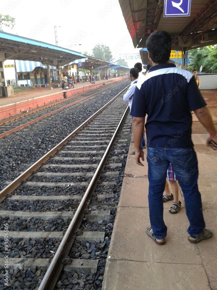 The passengers at the rail station The passengers at the rail station
