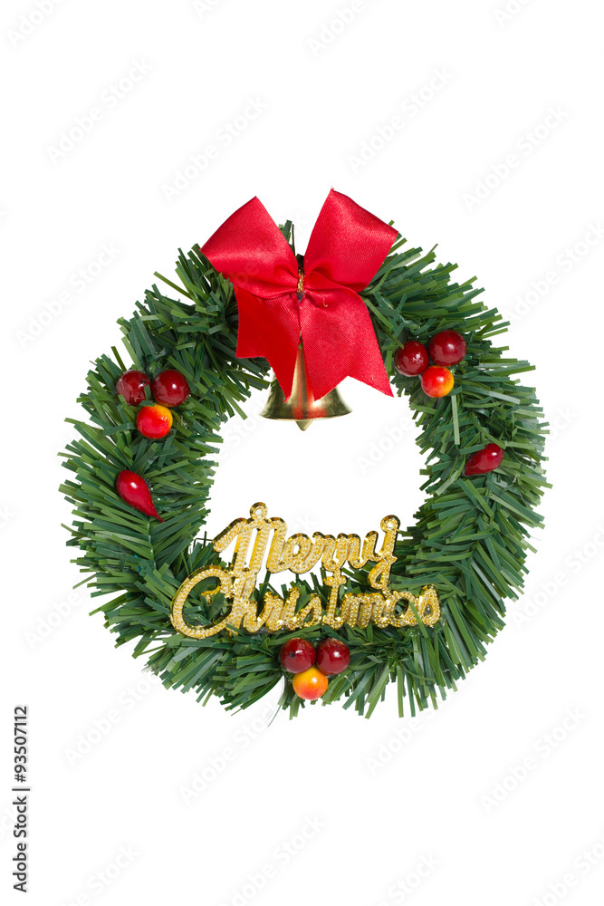 Green christmas wreath red ribbon. Green christmas wreath red ribbon.
