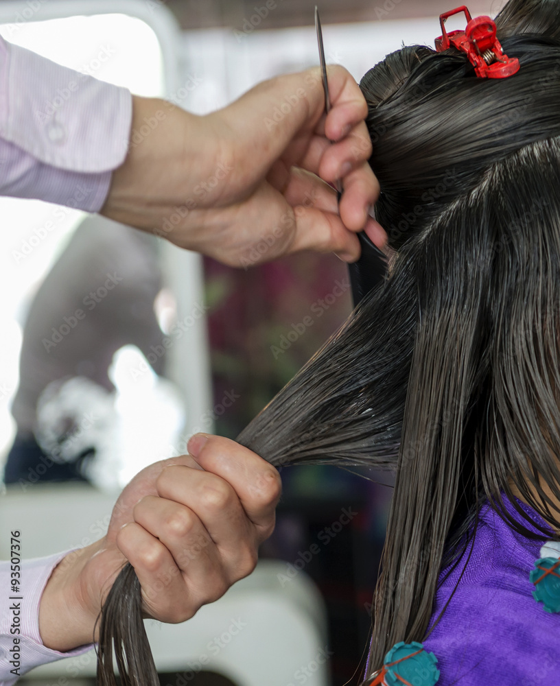 Fototapeta premium Situation in a Hair salon close-up