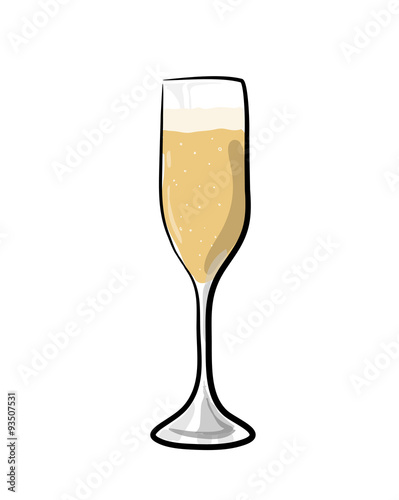 Champagne Glass, a hand drawn vector illustration of a glass of champagne.