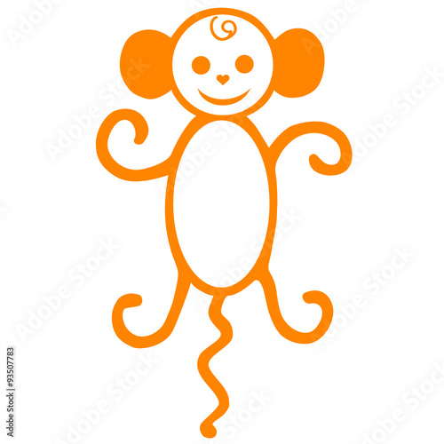 Symbol of new year, a monkey with a tail, a macaque an illustration, an animal drawn, an animal animation, monkey a vector, an amusing being,
