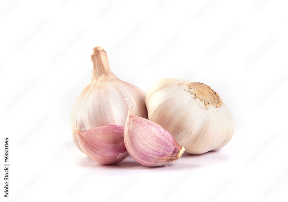 selective focus of garlic on white background selective focus of garlic on white background