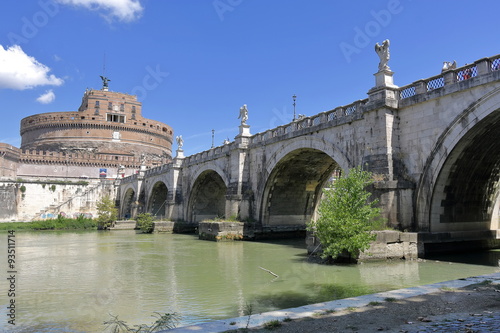 Castel Sant'Angelo and arches of the bridge across the river