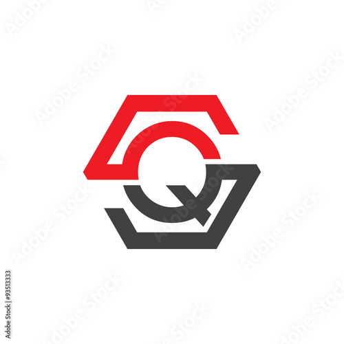 QS or SQ letters, red hexagon S logo shape