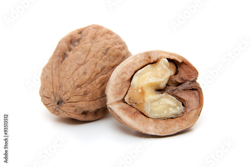 Fresh walnuts. All on white background