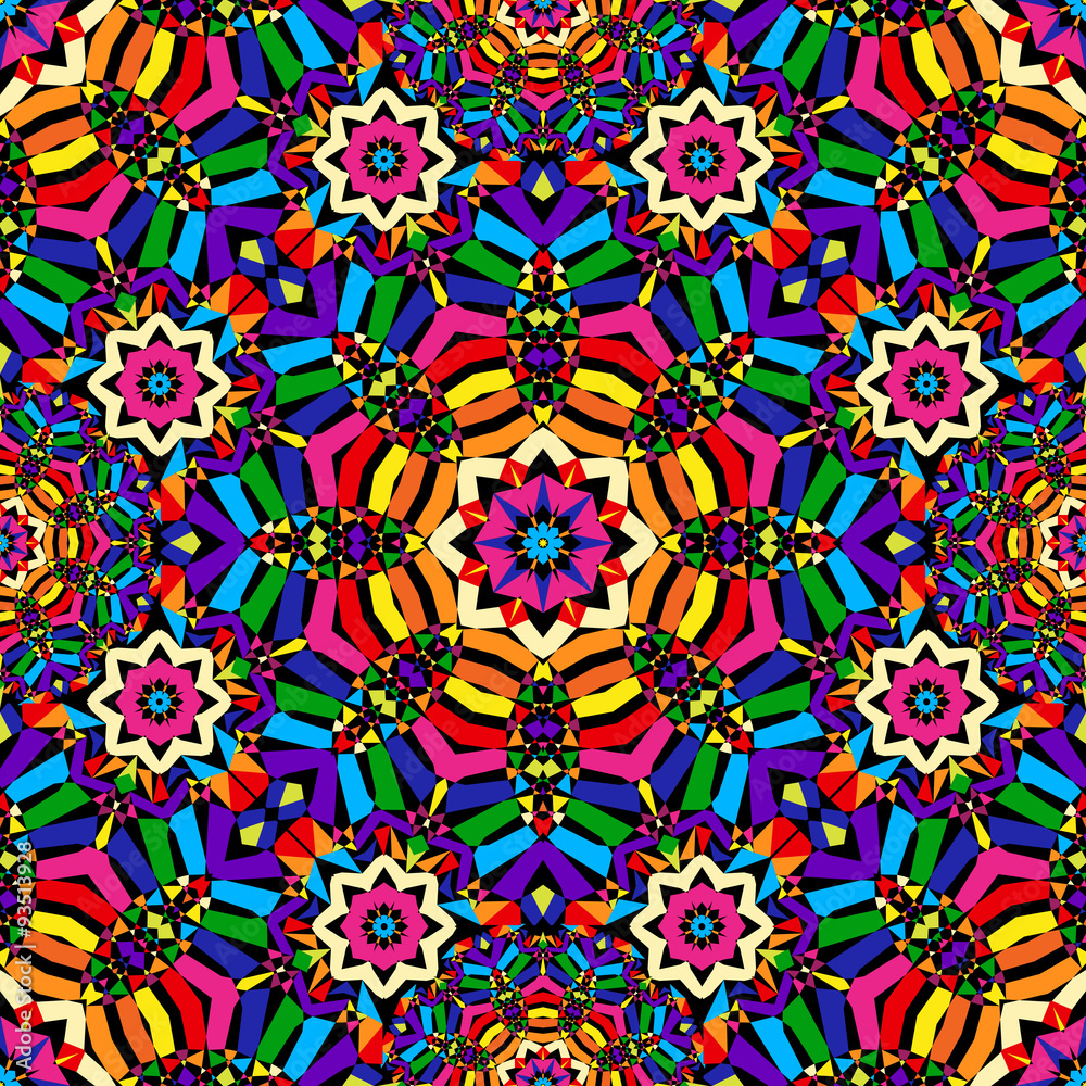 bright circular seamless kaleidoscope pattern