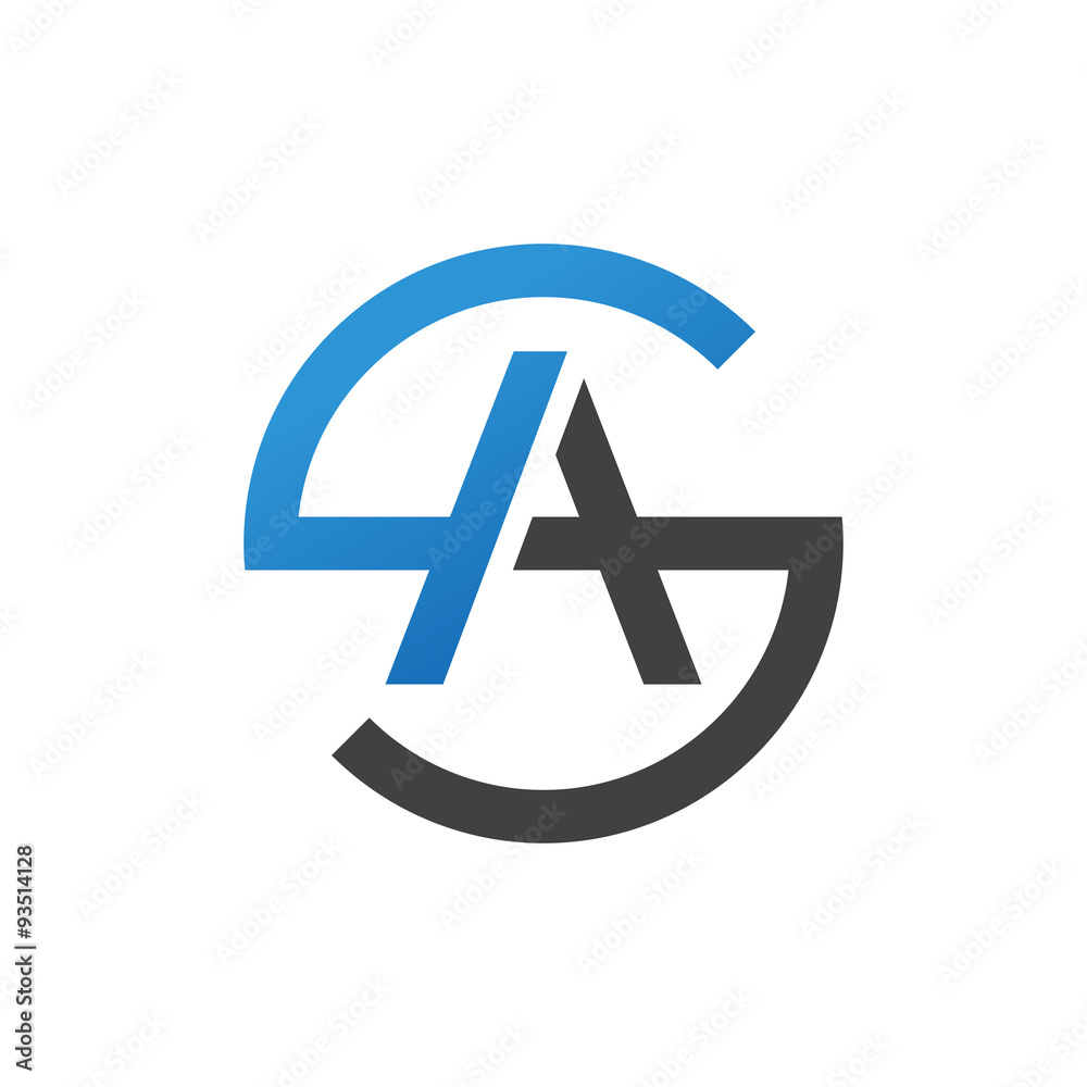 AS or SA letters, blue circle S logo shape AS or SA letters, blue circle S logo shape