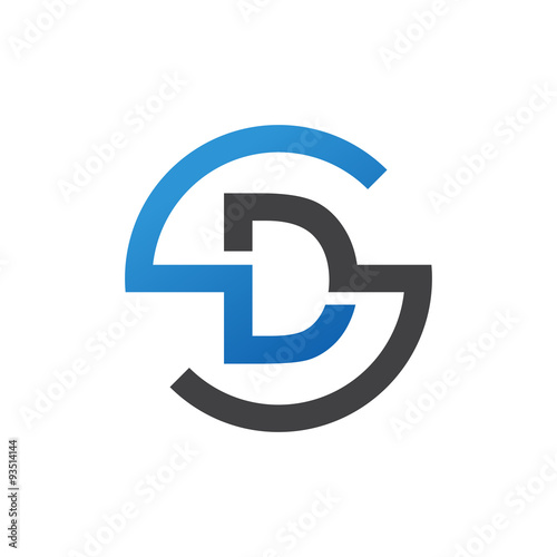 DS or SD letters, blue circle S logo shape