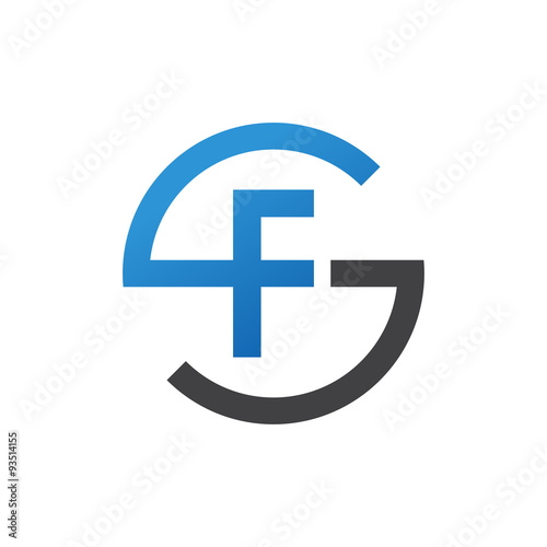 FS or SF letters, blue circle S logo shape