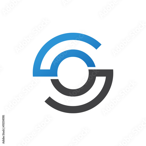 OS or SO letters, blue circle S logo shape