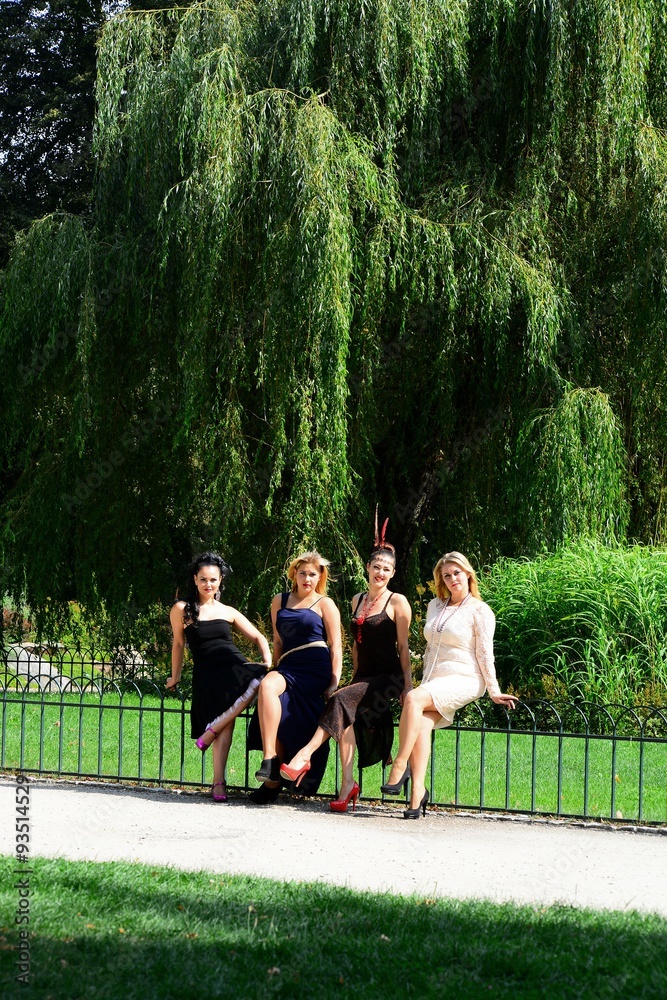Obraz premium Girls in bernardinu garden in Vilnius town on August 23, 2015
