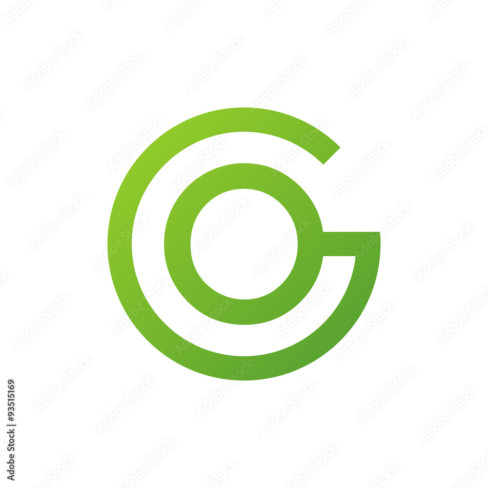 OG or GO letters, green circle G logo shape OG or GO letters, green circle G logo shape