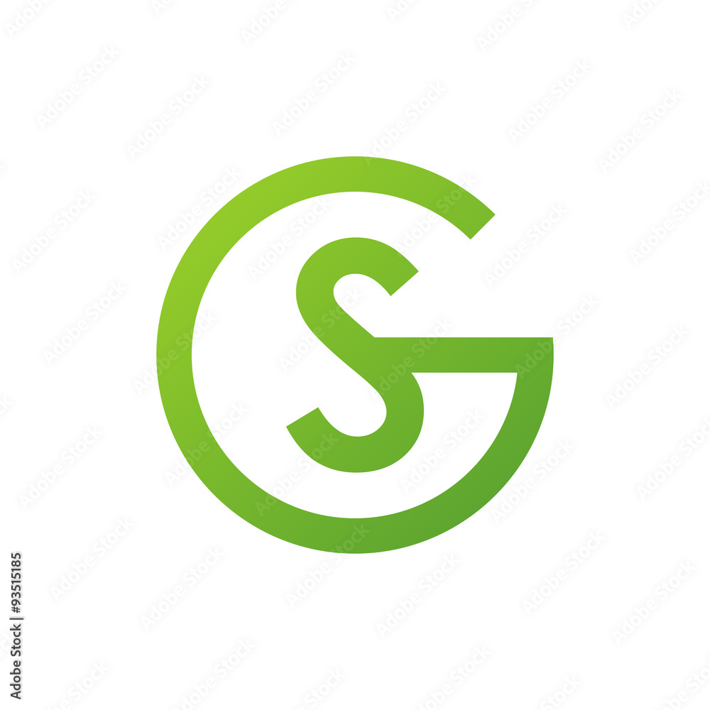 SG or GS letters, green circle G logo shape SG or GS letters, green circle G logo shape